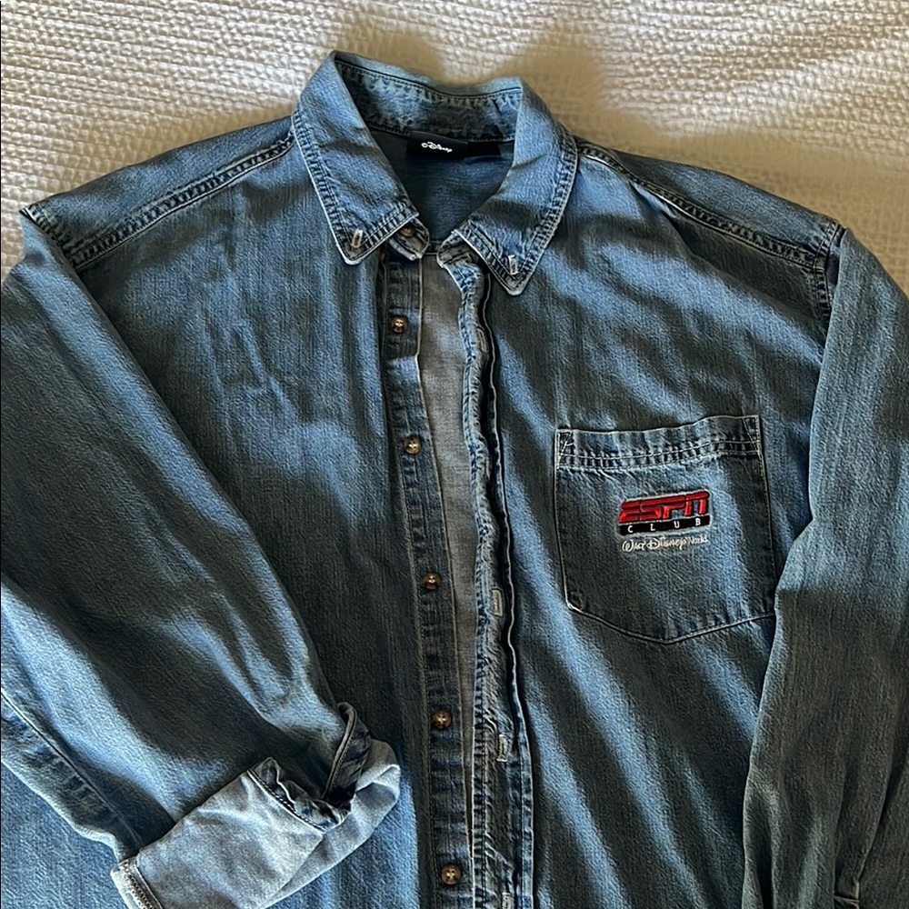 Disney ESPN Club Vintage Denim Button-Up Shirt
